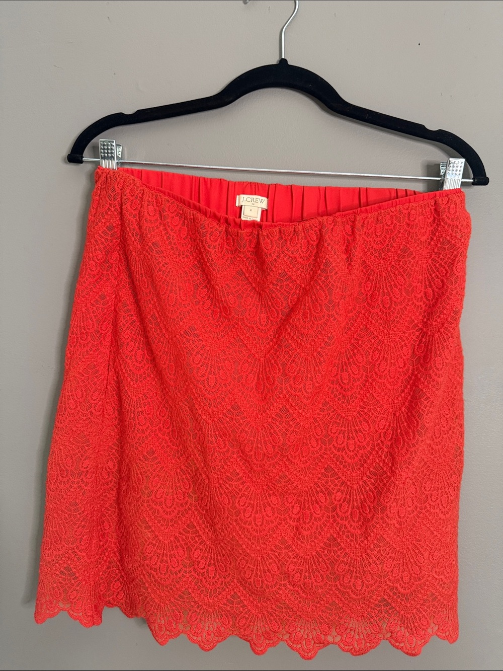 Vintage J. Crew Factory Coral Lace Scalloped Mini Skirt